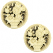 Cabochons Basic Camee 20mm Blumenstrauss Black-antique gold