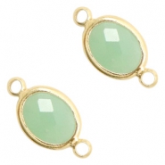 Zwischenst&uuml;cke Kristallglas oval 10x9mm Crysolite green opal-gold