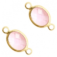 Zwischenst&uuml;cke Kristallglas oval 10x9mm Pink crystal-gold