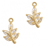 Strass Anh&auml;nger Metall Basic quality Blatt Gold