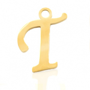 Anh&auml;nger aus Stainless Steel - Rostfreiem Stahl Initial T Gold