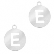 Anh&auml;nger aus Stainless Steel - Rostfreiem Stahl rund 10mm Initial coin E Silber