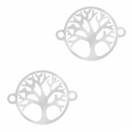 Anh&auml;nger aus Stainless Steel - Rostfreiem Stahl Zwischenst&uuml;ck Tree of Life 13mm Silber