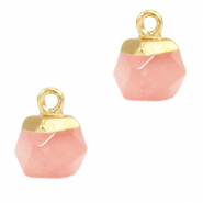 Anh&auml;nger Naturstein Hexagon Light pink-gold