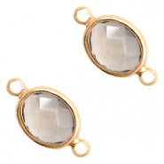 Zwischenst&uuml;cke Kristallglas oval 16x9mm Black diamond crystal-gold