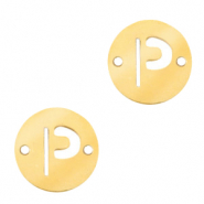 Anh&auml;nger aus Stainless Steel - Rostfreiem Stahl Zwischenst&uuml;ck rund 10mm Initial coin P Gold