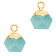 Anh&auml;nger Naturstein Hexagon Turquoise blue-gold