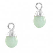 Anh&auml;nger Naturstein Drop Ocean green-silver
