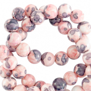 6 mm Perlen Naturstein rund Light pink-blue