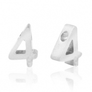 Perlen aus Stainless Steel - Rostfreiem Stahl Zahlen 4 Silber