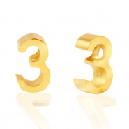 Perlen aus Stainless Steel - Rostfreiem Stahl Zahlen 3 Gold