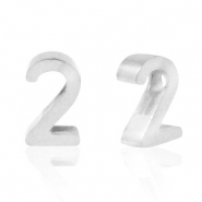 Perlen aus Stainless Steel - Rostfreiem Stahl Zahlen 2 Silber