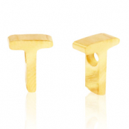 Perlen aus Stainless Steel - Rostfreiem Stahl Buchstaben T Gold