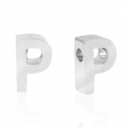 Perlen aus Stainless Steel - Rostfreiem Stahl Buchstaben P Silber