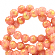 Naturstein Perlen Calcit 6mm Coral pink-gold