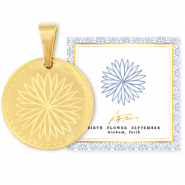 Anh&auml;nger aus Stainless Steel - Rostfreiem Stahl Mix & Match 15mm Birth flower September-Aster Gold