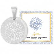 Anh&auml;nger aus Stainless Steel - Rostfreiem Stahl Mix & Match 15mm Birth flower September-Aster Silber