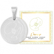 Anh&auml;nger aus Stainless Steel - Rostfreiem Stahl Mix & Match 15mm Birth flower August-Poppy Silber