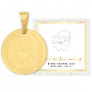 Anh&auml;nger aus Stainless Steel - Rostfreiem Stahl Mix & Match 15mm Birth flower May-Lily of the valley Gold