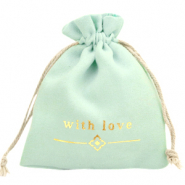 Schmuck Beutel "with love" Mint green-gold