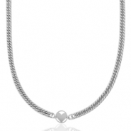 Stainless Steel - Rostfrei Stahl Gliederkette Herz Silber