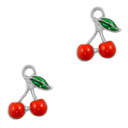 Anh&auml;nger Metall Basic Quality Cherries Silver-red