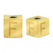Perlen aus Stainless Steel - Rostfreiem Stahl Buchstaben F Gold