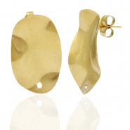 Stainless Steel - Rostfrei Stahl Ohrringe/Ohrstecker Oval mit &Ouml;se Gold