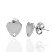 Stainless Steel - Rostfrei Stahl Ohrringe/Ohrstecker Heart mit &Ouml;se Silber