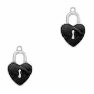 Anh&auml;nger aus Resin Lock Heart Silver-anthracite