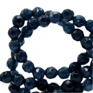 4 mm Perlen Naturstein Jade Facett geschliffen Dark blue