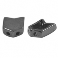 Perle Metall DQ Duo Beads Arrow Silber anthrazit (Nickelfrei)