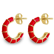 Musthave Ohrringe/Ohrstecker Creolen Enamel 16mm Red-gold