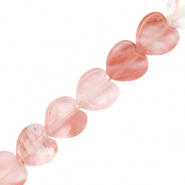 Perlen Naturstein Heart Coral red