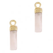 Anh&auml;nger Naturstein Quarz Tube Rose alabaster crystal-gold