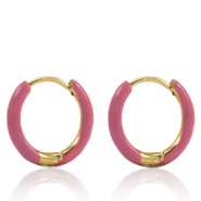 Stainless Steel - Rostfrei Stahl Ohrringe Creolen Enamel 14mm Thulian pink-gold