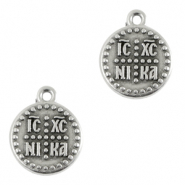Anh&auml;nger Metall DQ "ICXC NIKA" 15mm Antik silber (Nickelfrei)