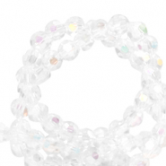 Facetten Top Glas Perlen rund 4mm Crystal-AB coating