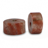 Disc Natursteinperlen Graniet 6x3mm Burgundy red