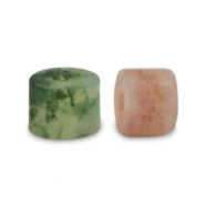 Disc Natursteinperlen Chalcedon (Quarz) 3x2mm Multicolour green