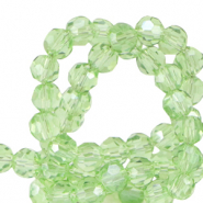 Facetten Top Glas Perlen rund 4mm Citrus green-pearl shine coating
