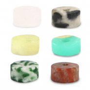 Disc Natursteinperlen Mix 4x2mm Multicolour red green