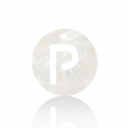 Anh&auml;nger Muschel S&uuml;&szlig;wasserperlmutt Buchstaben P White (Naturliche Farbe Muschel)