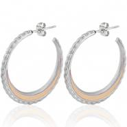 Stainless Steel - Rostfrei Stahl Ohrringe Creolen 30mm Silver-vintage pink