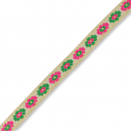 Schmuckband mit Blumen Beige-green-pink