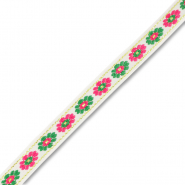 Schmuckband mit Blumen White-green-pink