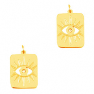 Anhänger aus Stainless Steel - Rostfreiem Stahl Eye of providence Rectangle Gold