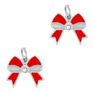 Anhänger aus Stainless Steel - Rostfreiem Stahl Bow Silver-red