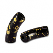 Perlen aus Acryl Tube shiny Black-gold