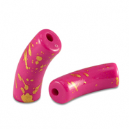 Perlen aus Acryl Tube shiny Fuchsia pink-gold